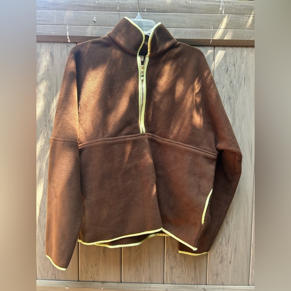 DONNI Polar Fleece Half Zip In Chocolate/Lime New with Tags! - Picture 7 of 8